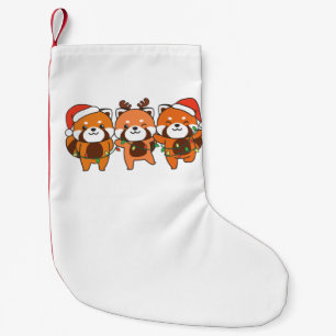 Calcetín Navideño Pequeño Navidades Panda Rojos Animales Cuelgan Pandas Rojo