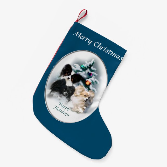 Calcetín Navideño Pequeño Navidades Papillon (Frente (Colgado))