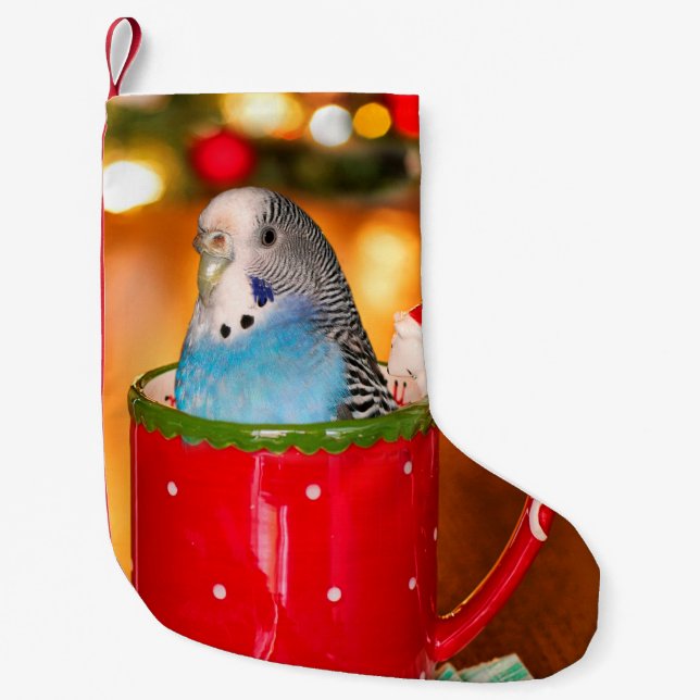 Calcetín Navideño Pequeño Navidades Parakeet (Anverso)