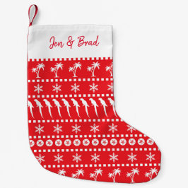 Calcetín Navideño Pequeño Navidades Parrots estilo jumper y palmeras rojas