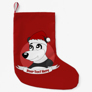Calcetín Navideño Pequeño Navidades personalizado con un lindo oso panda