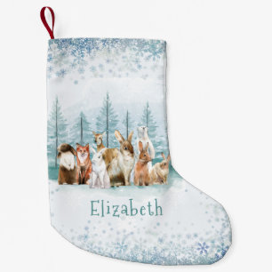 Calcetín Navideño Pequeño Navidades Personalizado de acuarela verde de anima