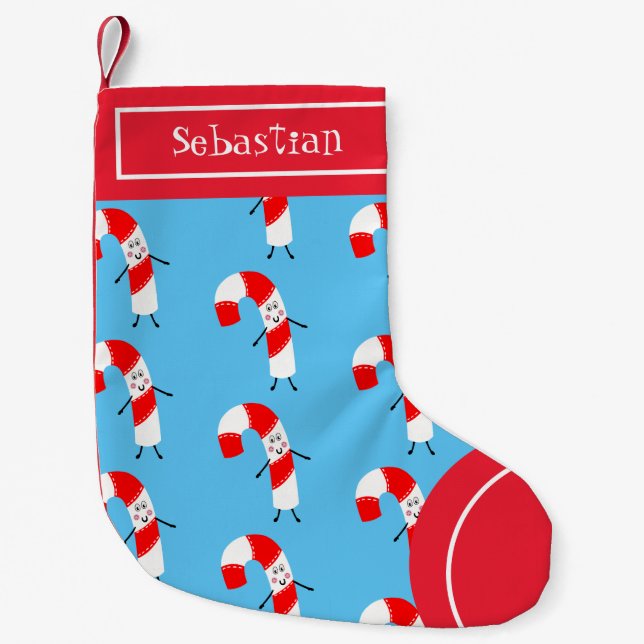 Calcetín Navideño Pequeño Navidades personalizados Candy Cane (Anverso)