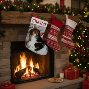 Calcetín Navideño Pequeño Navidades personalizados con foto de Mascota