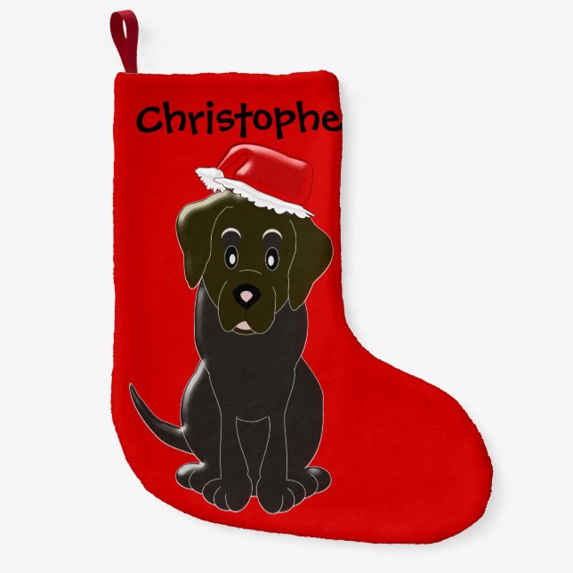 Calcetín Navideño Pequeño Navidades personalizados de Choc Labrador (Anverso)