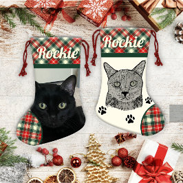 Calcetín Navideño Pequeño Navidades personalizados de gato negro haciendo co