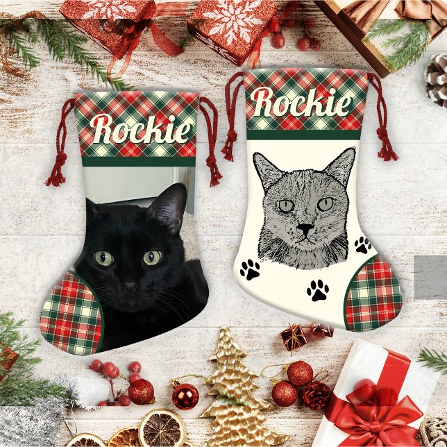 Calcetín Navideño Pequeño Navidades personalizados de gato negro haciendo co (Subido por el creador)