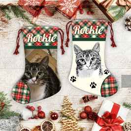 Calcetín Navideño Pequeño Navidades personalizados de gato tabby