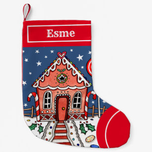 Calcetín Navideño Pequeño Navidades personalizados de la casa Gingerbread