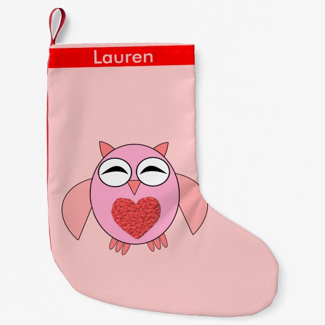 Calcetín Navideño Pequeño Navidades Personalizados de Lechuza Lechuza de Amo (Anverso)