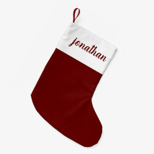 Calcetín Navideño Pequeño Navidades personalizados de nombre de guión rojo