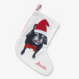 Calcetín Navideño Pequeño Navidades personalizados de perro de Santa Pug se 