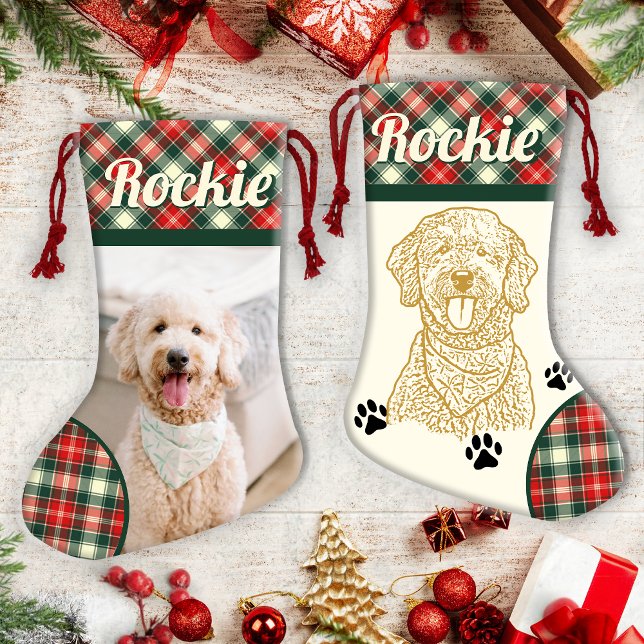 Calcetín Navideño Pequeño Navidades personalizados de perro goldendoodle se  (Subido por el creador)