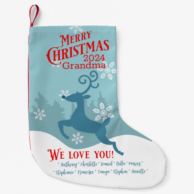 Calcetín Navideño Pequeño Navidades personalizados de renos de vacaciones se (Anverso)