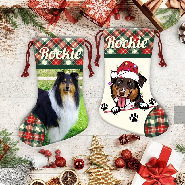 Calcetín Navideño Pequeño Navidades personalizados de Rough Collie Dog (Subido por el creador)