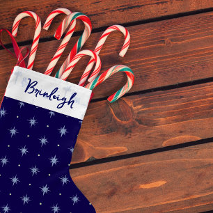 Calcetín Navideño Pequeño Navidades Personalizados de tela de la Marina Cott