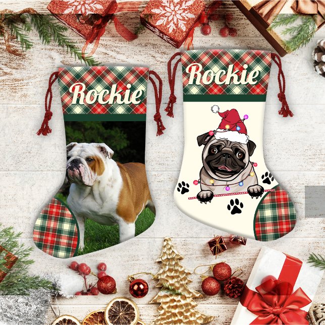 Calcetín Navideño Pequeño Navidades personalizados del Bulldog británico (Subido por el creador)