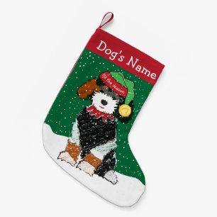 Calcetín Navideño Pequeño Navidades personalizados Elf Bernedoodle