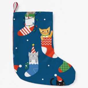 Calcetín Navideño Pequeño Navidades Personalizados Gatos Patrón Cuto