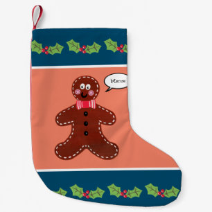 Calcetín Navideño Pequeño Navidades personalizados Gingerbread Man