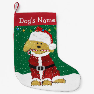Calcetín Navideño Pequeño Navidades personalizados Goldendoodle Santa Claus