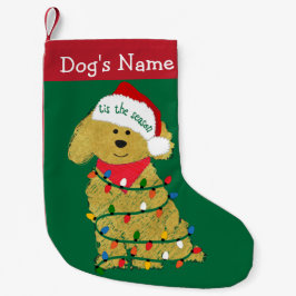 Calcetín Navideño Pequeño Navidades personalizados iluminan Goldendoodle