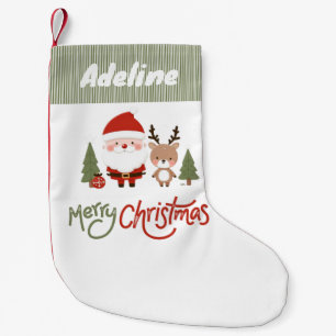 Calcetín Navideño Pequeño Navidades personalizados Santa y reno