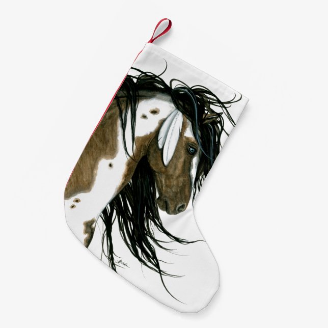 Calcetín Navideño Pequeño Navidades plantando caballos majestuosos por Bihrl (Frente (Colgado))