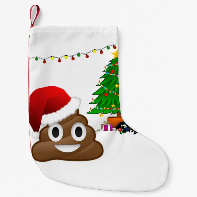 Calcetín Navideño Pequeño navidades poo emoji Navidad existencias (Anverso)