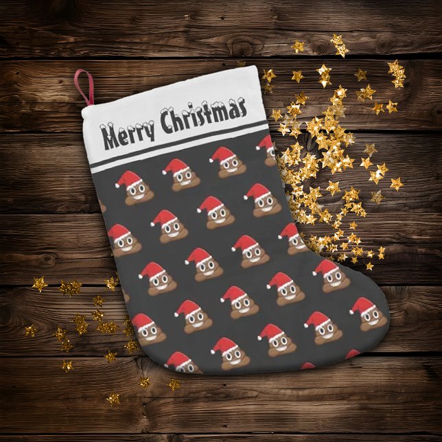 Calcetín Navideño Pequeño Navidades poop emoji lindo patrón (Subido por el creador)