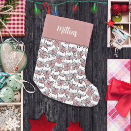 Calcetín Navideño Pequeño Navidades puros Magia Monograma Gatos Blancos