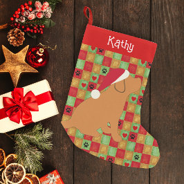 Calcetín Navideño Pequeño Navidades Quilt Fox Red Labrador Puppy
