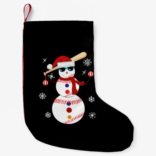 Calcetín Navideño Pequeño Navidades Regalo de Snowman Santa Hat de béisbol (Anverso)
