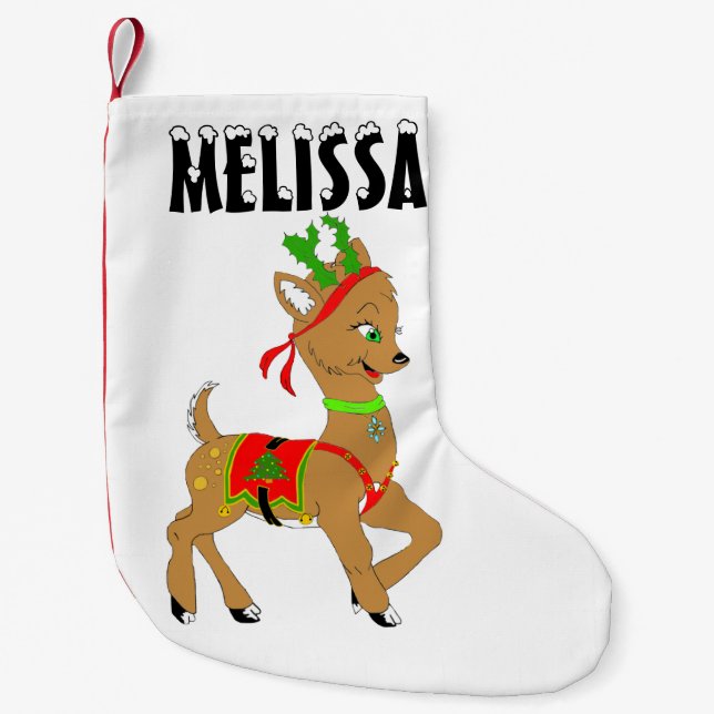 Calcetín Navideño Pequeño Navidades Reindeer Doe (Anverso)