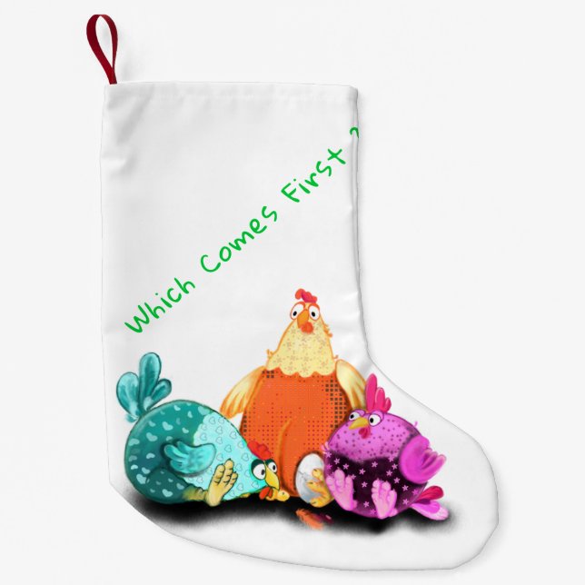 Calcetín Navideño Pequeño Navidades Reprimiendo Pollos Esperando Que El Huev (Anverso)