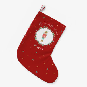 Calcetín Navideño Pequeño Navidades rojos botánicos tradicionales de Nutcrac