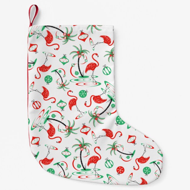 Calcetín Navideño Pequeño Navidades rojos Flamingo Multi stock de un lado (Anverso)
