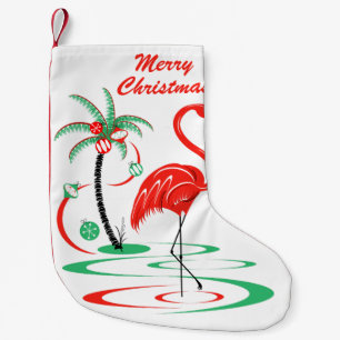 Calcetín Navideño Pequeño Navidades rojos Flamingo Texto abastecedor de un l