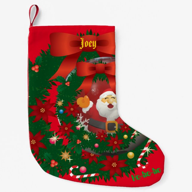 Calcetín Navideño Pequeño Navidades rojos Holiday Santa Stocking (Anverso)