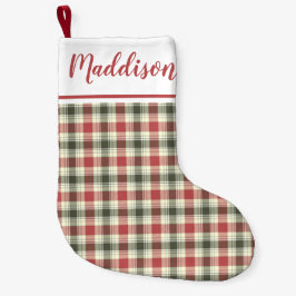 Calcetín Navideño Pequeño Navidades rojos trenzan patrón nombre personalizad