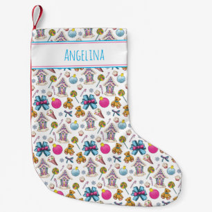 Calcetín Navideño Pequeño Navidades Rosa Personalizables Y Agradables