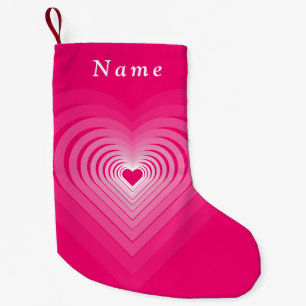 Calcetín Navideño Pequeño Navidades rosados con corazones - Nombre personali