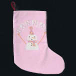 Calcetín Navideño Pequeño Navidades rosados  Personalizado de los niños Snow<br><div class="desc">Este caldo incluye un adorable muñeco de nieve rosa y naranja. Perfecto para los niños durante las vacaciones. Se puede agregar un nombre al cartel.</div>
