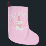Calcetín Navideño Pequeño Navidades rosados  Personalizado de los niños Snow<br><div class="desc">Este caldo incluye un adorable muñeco de nieve rosa y naranja. Perfecto para los niños durante las vacaciones. Se puede agregar un nombre al cartel.</div>