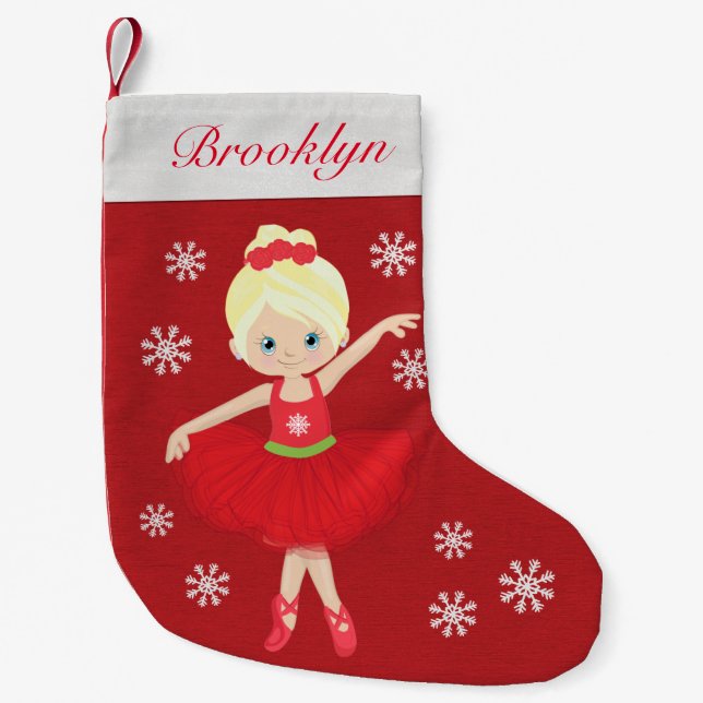 Calcetín Navideño Pequeño Navidades rubios personalizados Ballerina (Anverso)