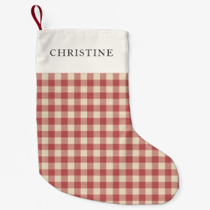 Calcetín Navideño Pequeño Navidades rusos rojos de Gingham modernos