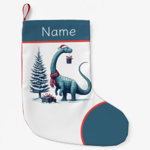 Calcetín Navideño Pequeño Navidades Santa hat Brontosaurus