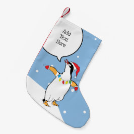 Calcetín Navideño Pequeño Navidades Santa Penguin dice