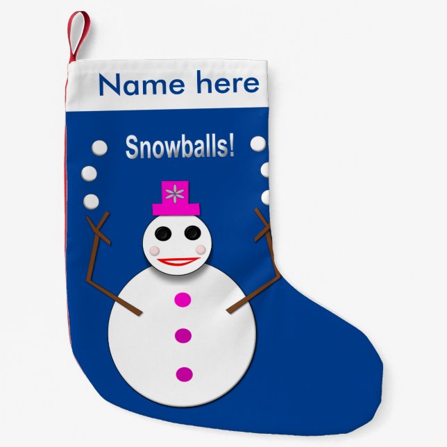 Calcetín Navideño Pequeño Navidades Snowlady Malabando bolas de nieve Person (Anverso)