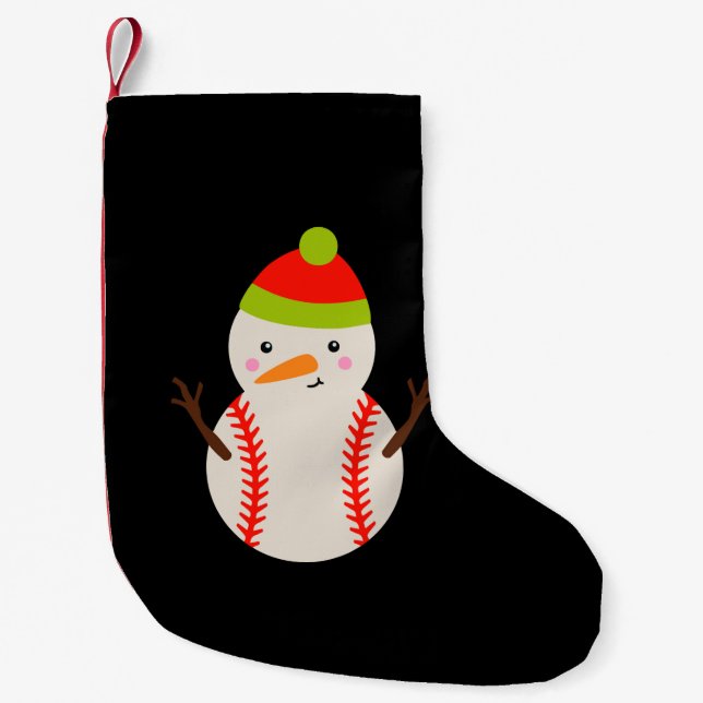 Calcetín Navideño Pequeño Navidades - Snowman de béisbol (Anverso)